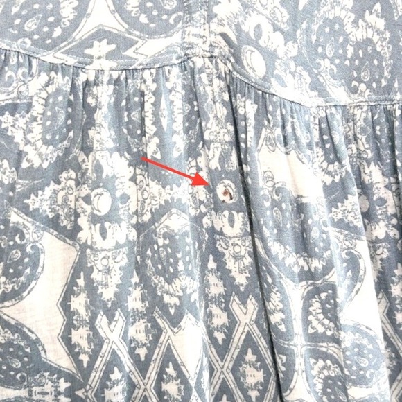 Free People Tunic Blue White Yellow Paisley Halter Neck Tiered Tank Top Size L - Picture 7 of 8